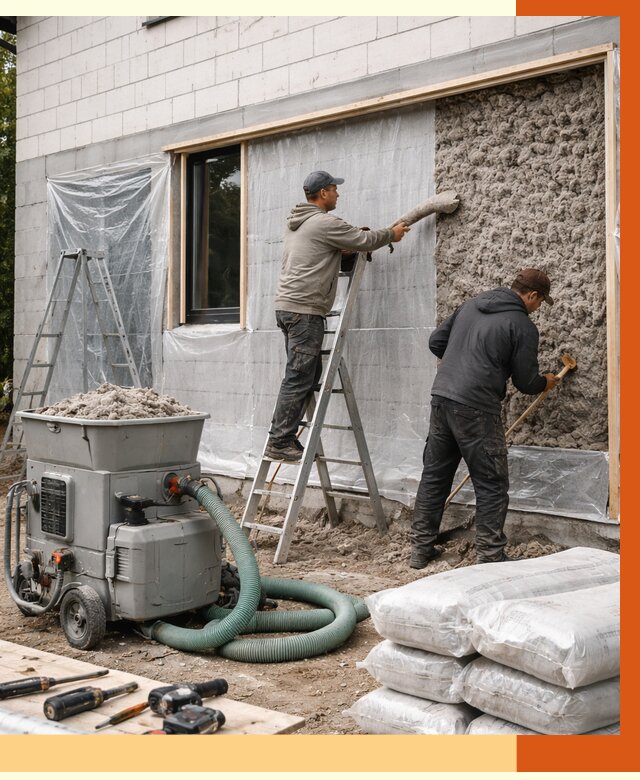 Утепление дома из газобетона эковатой в Беслане от 4557 руб./м2 | ТепломастерБсл